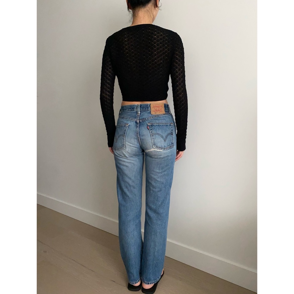 Zara pointelle knit cropped sweater black - Picture 4 of 7